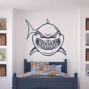 Pegatina de arte de pared de tiburón enojado (AS10036) - Imagen 1 de 2