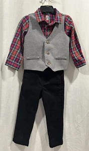 Wonder Nation Toddler Boy Button Up Shirt Vest & Pants Dressy Outfit Size 2T - Picture 1 of 18