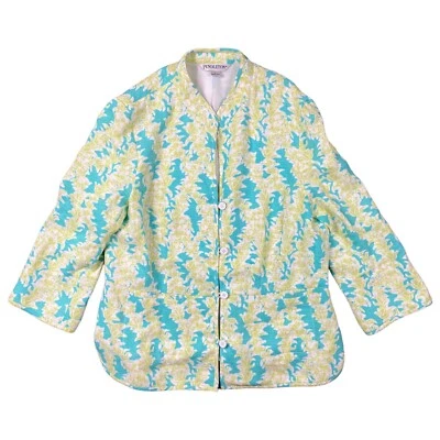 Blazer Pendelton Mujer Talla Grande Azul Verde Floral Mezcla Lino Chaqueta De Colección Foto 1 de 4
