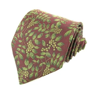 Yves Saint Laurent Silk Men's Tie Plant Floral Pattern Color Brown No Box Used - Picture 1 of 6