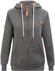 Les umes Womens High Neck Long Sleeve jumper Hoody Jackets fullzip sweatshirts - Picture 1 of 6