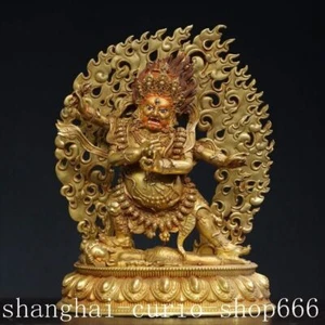 9.2"Buddhism temple Bronze gilt Mahakala Wrathful Deity Dharmapala God Statue - Picture 1 of 9