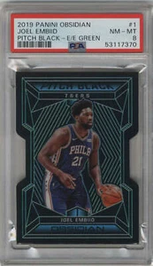 Panini Obsidian Pitch Black Joel Embiid #1 2019 PSA 8 grabado eléctrico verde 25/11 - Imagen 1 de 2