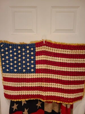 Tapete de bandeira americana feito à mão 29 x 19 - Imagem 1 de 3