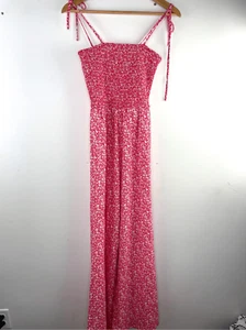 Tuta Blu Pepper rosso fumè floreale cravatta top cami strap taglia S - Foto 1 di 11