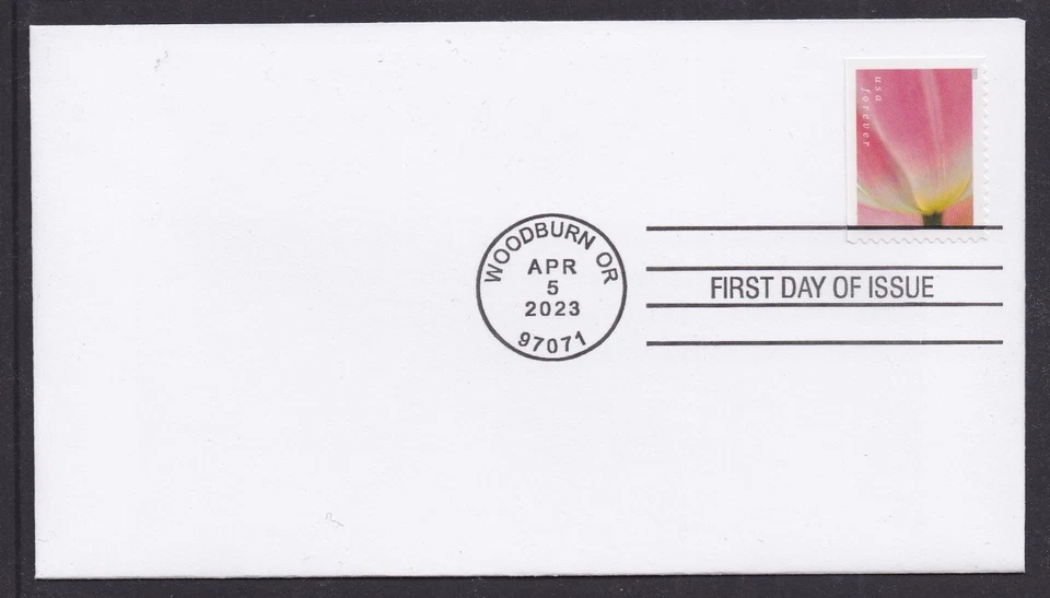 US 5778 Tulip Blossoms pink & yellowish base (from booklet) CDS FDC 2023 - Image 1 of 1