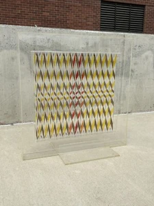 1970s Plexiglass 24”x24” Op Art Sculpture Unsigned Space Age - Picture 1 of 20