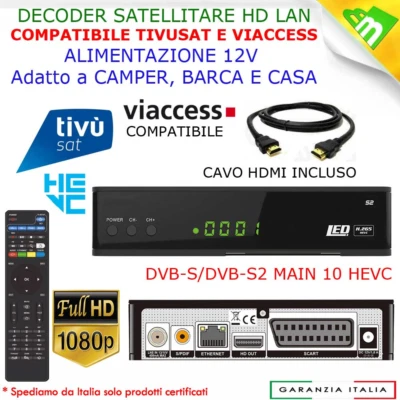 DECODER SATELLITARE TIVU SAT TIVUSAT COMPATIBILE SCR WIFI TESSERA LETTORE FULLHD - Immagine 1 di 4