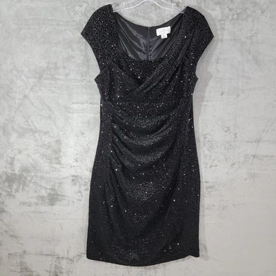 Jessica Simpson Dress Womens 10 Black Sequin Short Sleeve Cocktail Evening Party - Image 1 of 4