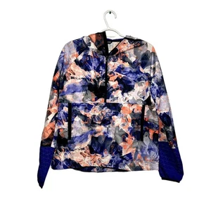 Adidas Climalite abstract print active hooded windbreaker jacket womens small - Picture 1 of 7
