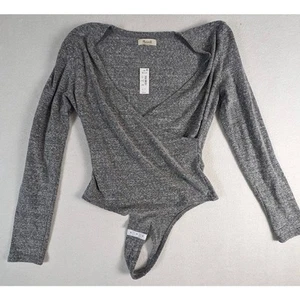 Body Madewell Heather grigio melange avvolgente manica lunga taglia large nuovo con etichetta morbido - Foto 1 di 6