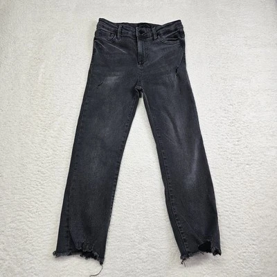 Pantalones de mezclilla para mujer Kendall Kylie 29 negros The Icon tiro alto rectos dobladillo crudo Foto 1 de 4