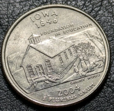 2004-D 25c Iowa State Quarter Uncirculated Details Struck Through Grease Error - Image 1 of 4