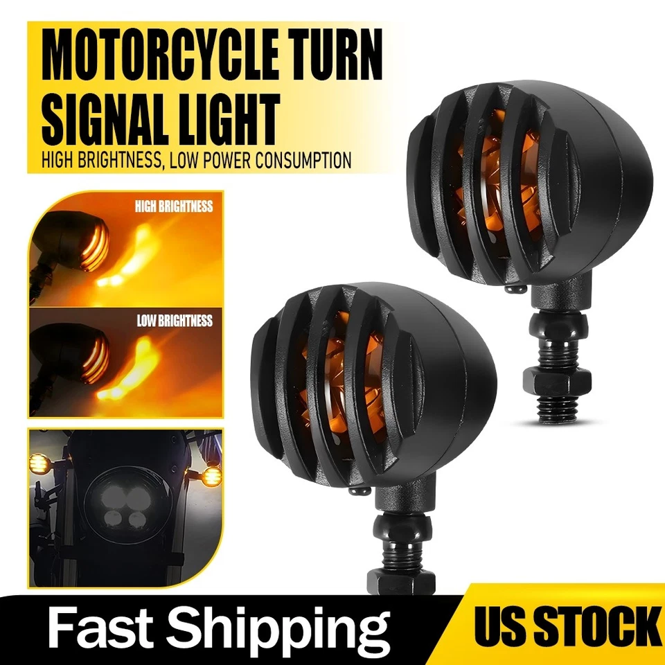 1/2SET Motorcycle Turn Signal Front Rear Amber For Harley Honda Suzuki Yamaha - Image 1 of 4