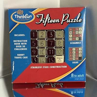 Vintage Fifteen Puzzle Brain Game w/ Travel Case Stainless Steel Thinkfun NEW - Image 1 of 4