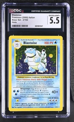 CGC 5.5 Italian Blastoise 2000 Base Set 2/102 Holo Pokemon Card - Image 1 of 2