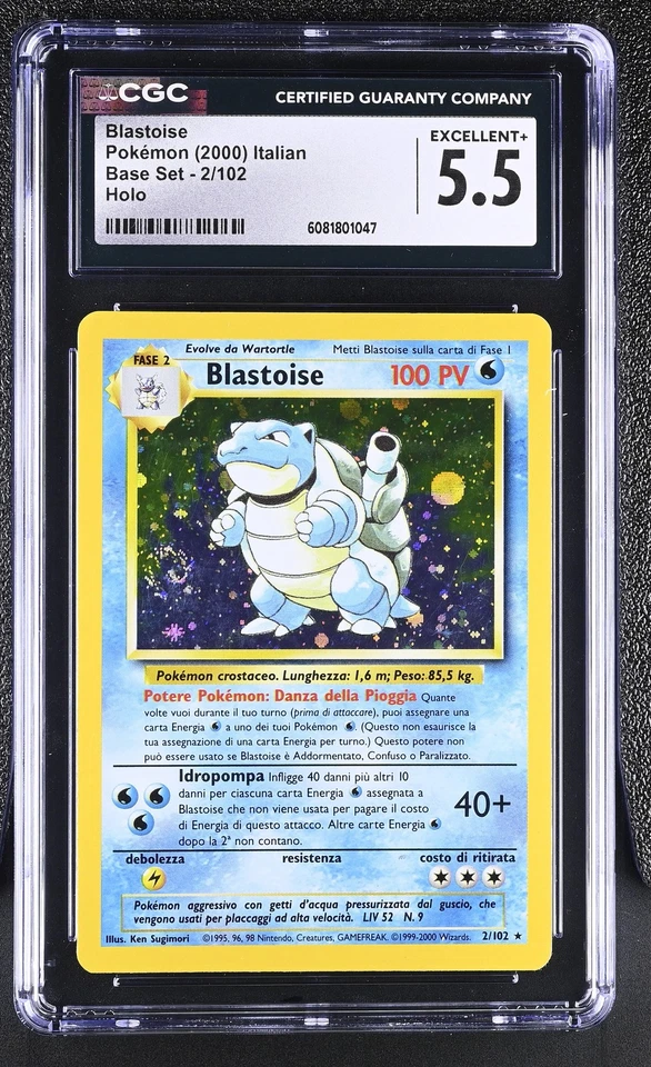 CGC 5.5 Italian Blastoise 2000 Base Set 2/102 Holo Pokemon Card - Image 1 of 2