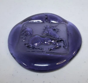 Sonnenfänger Einhorn Glas Medaillon Pressglas lila - Bild 1 von 9