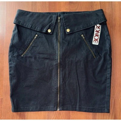 Bongo Y2K Black Denim mini Skirt 11 Short Pencil Zippers Kmart vintage NWT rare - Image 1 of 4