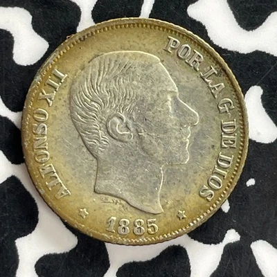 1885 Spanish Philippines 10 Centavos Lot#C2398 Silver! Nice! - Image 1 of 2