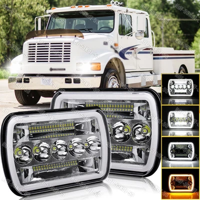 Faros LED sellados Hi-Lo DRL para International 4700 9200 9400i 2 piezas 5X7" pulgadas Foto 1 de 4
