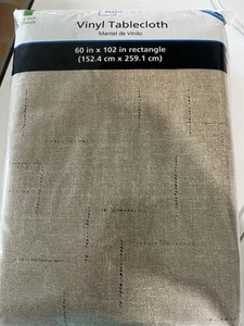 Mainstays PEVA Vinyl Rectangle Tablecloth 60”x102” NEW Beige with light pattern - Picture 1 of 2