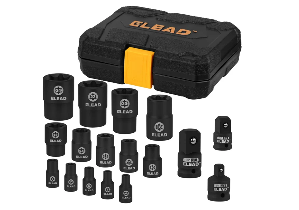 17-Piece Inverted E-Torx Socket Set - Impact Chrome Vanadium Steel Star Female S - Image 1 of 1