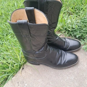 Womens Justin Black Leather Boots Style L3703 Roper Size 6.5B Made In USA! - Picture 1 of 6