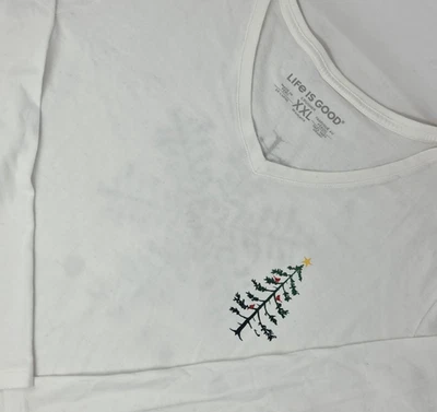 Camiseta trituradora manga larga Life is Good para mujer talla XXL blanca Navidad paz Foto 1 de 4