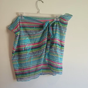 Strandkleidung Einheitsgröße blau gestreift schimmernd Sarong Schwimmbad See - Bild 1 von 7