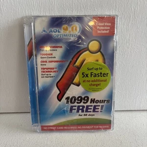 Vintage AOL CD-ROM version 9.0 Optimized - Hard Case  Sealed-has A Crack In Case - Picture 1 of 2