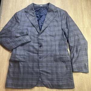 Blazer Abrigo Deportivo Randy Willard Mezcla de Lino Sin Construir Azul Cuadros 46 - Imagen 1 de 11