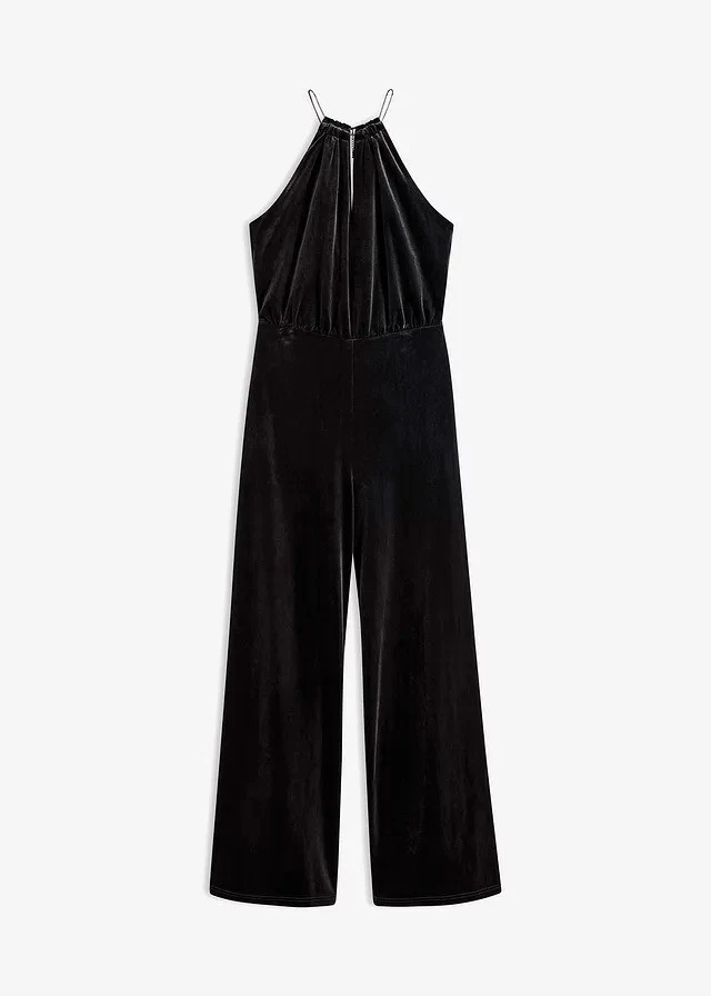 Overall Gr. 44/46 Schwarz Damenoverall Samt-Jumpsuit Anzug Neu - Bild 1 von 1