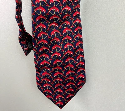 Corbata de cuello acuática 100 % seda Burberrys Novedad roja delfín Foto 1 de 4