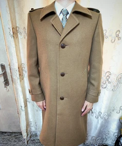 1970s vintage handtailored bespoke pure wool classic brown suit over coat 40R - Picture 1 of 13