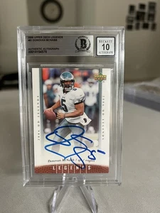 Tarjeta encapsulada firmada por Donovan McNabb Beckett certificado BAS losa 2006 UD Legends - Imagen 1 de 3
