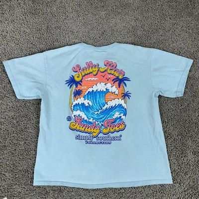 Camisa Simply Southern Niñas L Azul Pelo Salado Dedos Arenosos Manga Corta LEER Foto 1 de 4