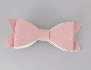 Light Pink faux leather bow barrette 3" wide alligator claw clamp hair clip - Picture 1 of 4