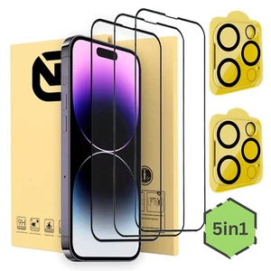 5in1 3x Panzerfolie + 2x Kameraschutz für iPhone 16 15 Pro Max Echt Glas Set - Picture 1 of 19