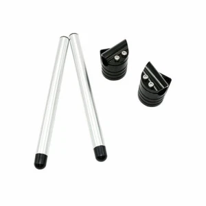 Handlebar Clip On Ons Aluminum Silver Fits For Kawasaki EX 300/Ninja 300 2013-17 - Picture 1 of 12