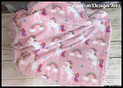 Manta polar unicornio rosa y blanco para niñas nueva 50x60, manta para niños pequeños Foto 1 de 2