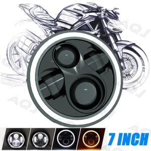 DOT 7" inch Round LED Motorcycle Headlight Hi/Lo Beam Halo DRL Lamp For Harley - Bild 1 von 17