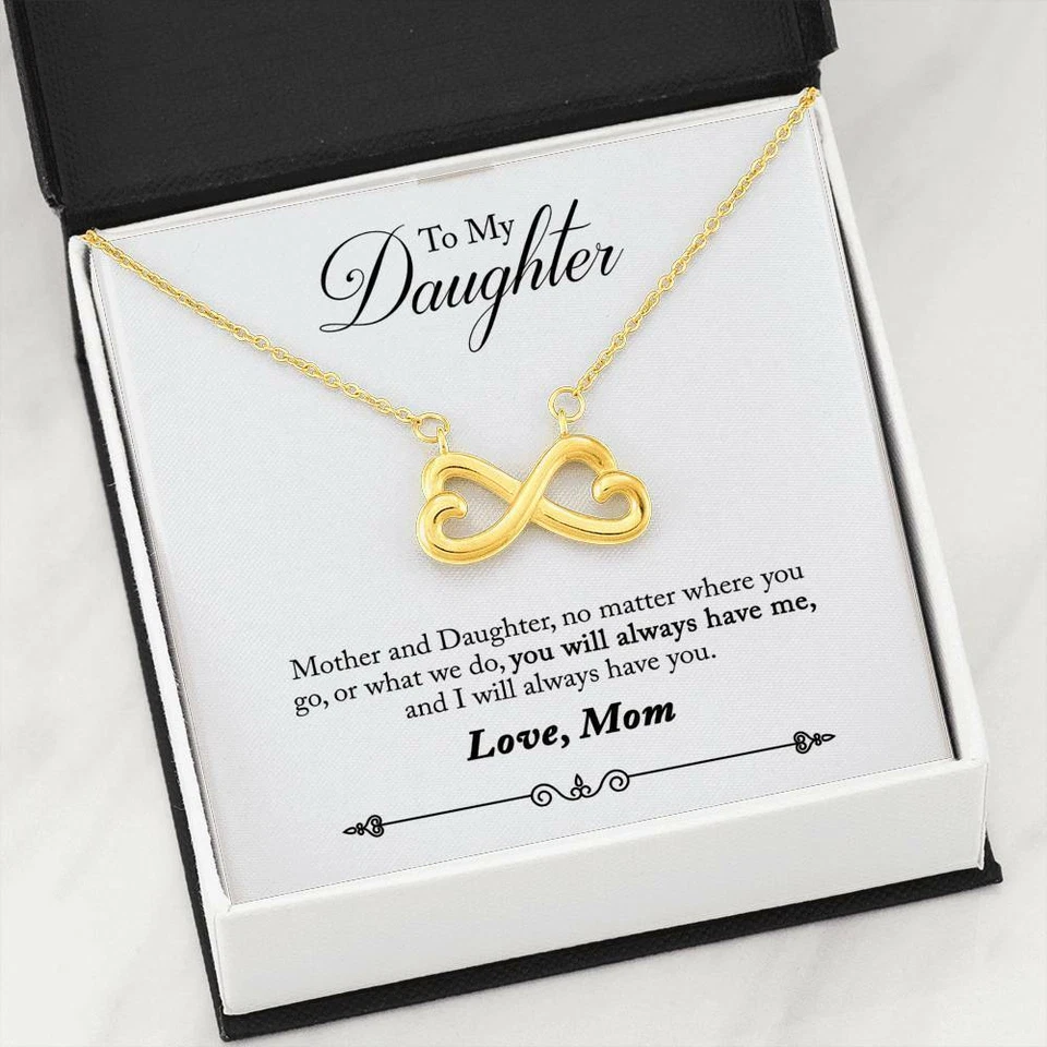 To My Daughter From Mom Birthday Gift - There For You + Infinity 3 Necklace - Image 1 of 4