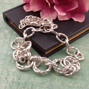 VTG Karizia SPA KA 1772 Italy Sterling Silver 20" Open Hammered Round Link Chain - Picture 1 of 6