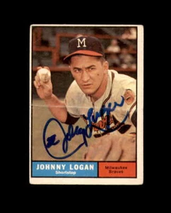 Johnny Logan Signed 1961 Topps Milwaukee Braves Autograph - Picture 1 of 2
