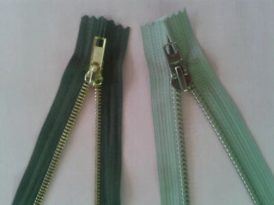 Reißverschluss 2 Stück Messing/Metall Beige/Khaki -nicht teilbar- 18/19cm  - Bild 1 von 4