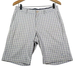 Tommy Bahama Herrenshorts 30 blau kariert Performance vorne flach Chino Golf 11" - Bild 1 von 9