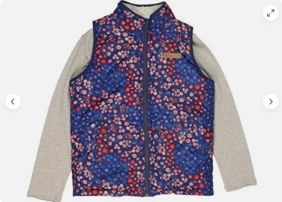 Colete reversível Buffalo David Bitton feminino conjunto de 2 peças (coral floral, M-10/12) novo com etiquetas - Imagem 1 de 4