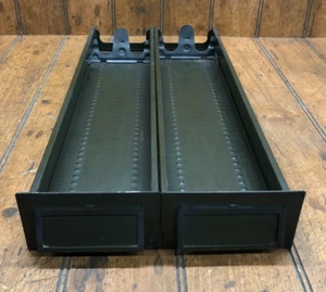 2 Genuine Vintage Addressograph Metal Cabinet Replacement Drawers 21.5" x 4.75" - Picture 1 of 10