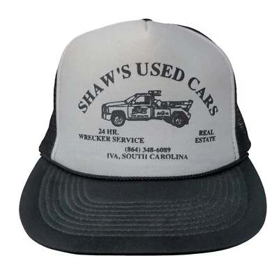 Sombrero de camionero Shaw's Used Cars Snapback malla trasero negro OSFA bloque de color Foto 1 de 4